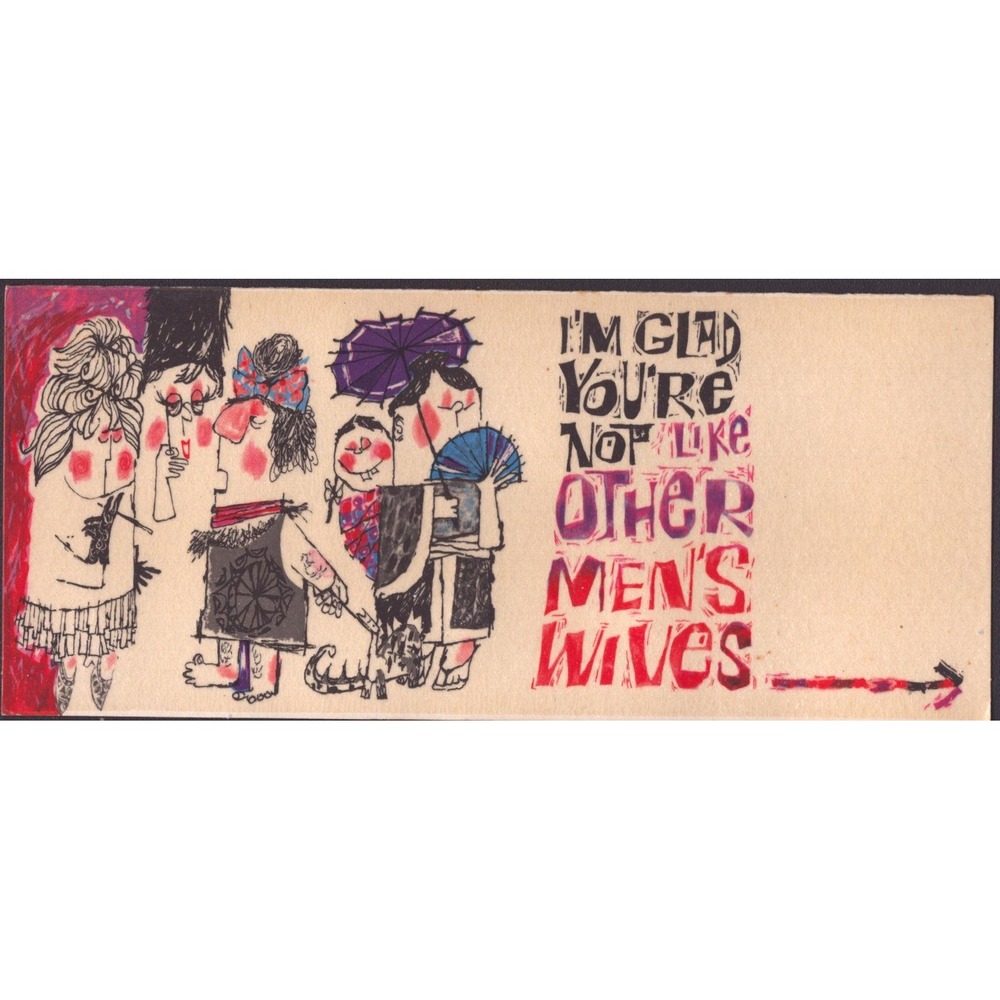 Vintage Rust Craft Humorous Birthday Card Other Men's Wives Used